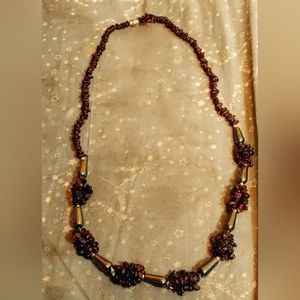 Natural Garnet Beaded Statement Necklace
